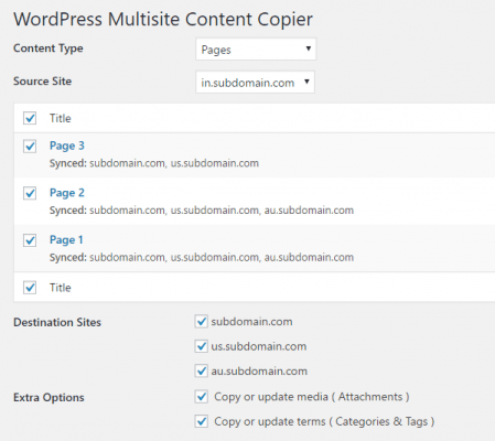 Copiatore di contenuti multisito di WordPress