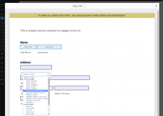 Mappare i campi in PDF