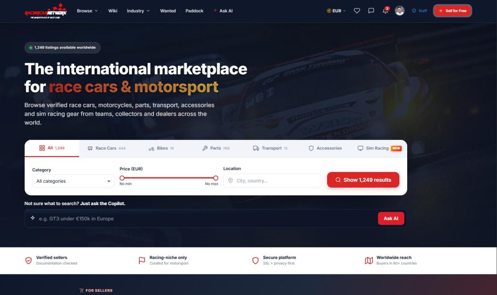 RacingCarNetwork — sito realizzato da Rocket Web